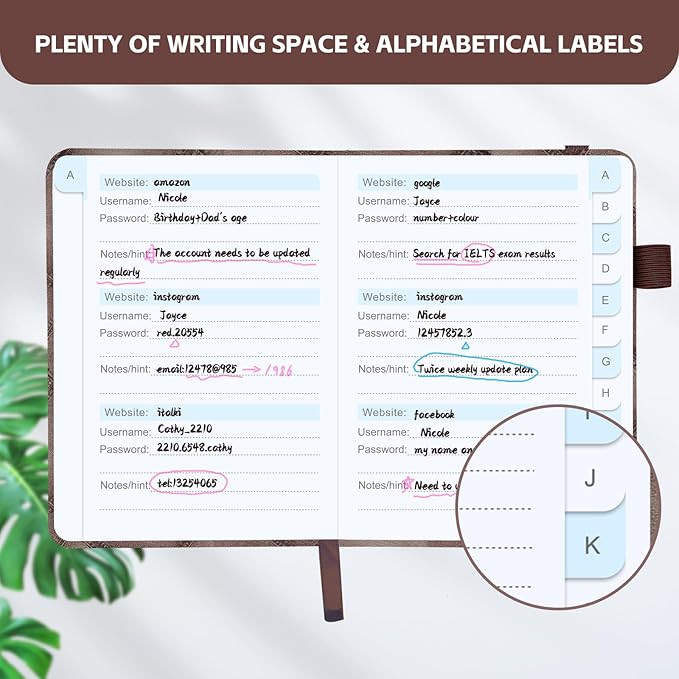 MOSA BEAR Password Keeper Book with Alphabetical Tabs，4.3"x5.7" Small Password Books for Seniors Password Notebook for Internet Website Address Log in Detail(NZBR)