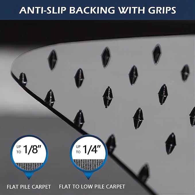 SALLOUS Chair Mat for Carpet, 48" x 36" Office Chair Mat for Carpeted Floors, Heavy Duty Vinyl Floor Mat with Grips, Carpeted Floor Protector Computer Desk Mat for Home Office (Black)