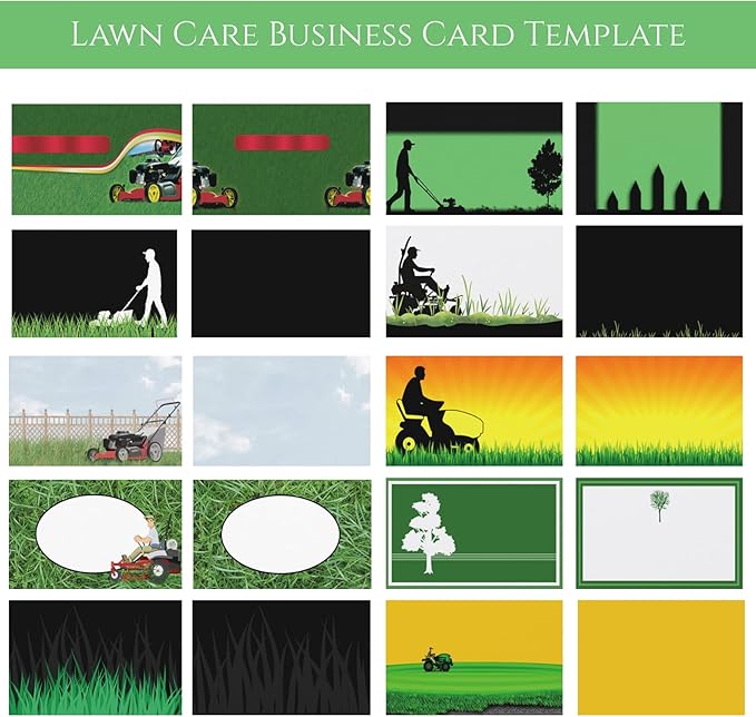 Custom Business Cards Personalized Business Cards for Small Business 300gsm Matte Paper Front & Back Sides Printed 3.5" x 2" - Lawn Care Template
