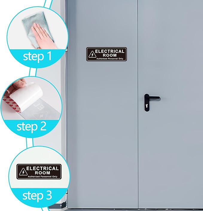 Electrical Room Door Sign for Business，Self-Adhesive Durable Modern Electrical Closet Room Sticker for Home, UV and Weather Resistant Authorized Personnel Only Signs for Business ，Workplace