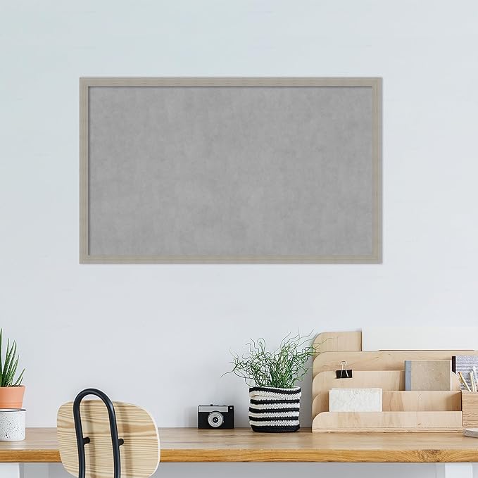 Amanti Art Grey Framed Magnetic Board 26x42 Large Vision Board for use with Magnets, 100% Metal Sheet to Display Items as Office Decor or for Home Organization in mudroom, Kitchen or Kids Room
