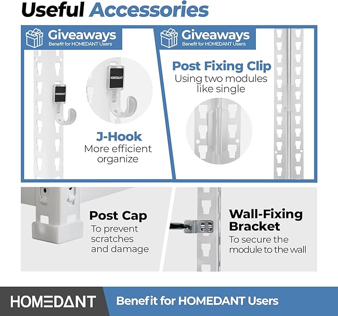 HOMEDANT 5 Tier Laminated White Boltless Metal Shelving Unit Adjustable Garage Storage Utility Rack Heavy Duty Shelves Organization Multipurpose Shelf Warehouse Pantry 28" W x 12.3" D x 59.5" H 2Pack