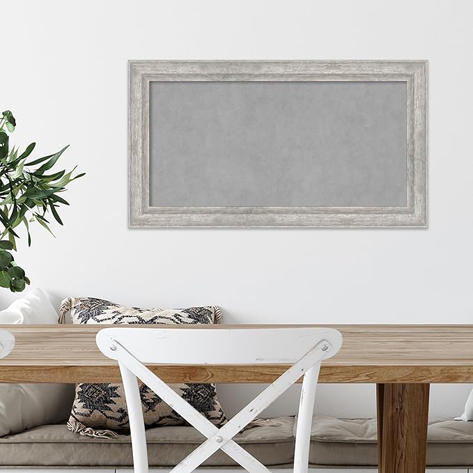 Amanti Art Silver Framed Magnetic Board 15x27 Small Vision Board for use with Magnets, 100% Metal Sheet to Display Items as Office Decor or for Home Organization in mudroom, Kitchen or Kids Room