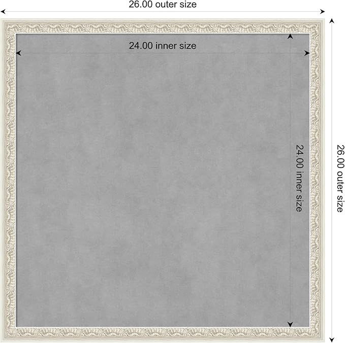 Amanti Art Silver Framed Magnetic Board 26x26 Medium Vision Board for use with Magnets, 100% Metal Sheet to Display Items as Office Decor or for Home Organization in mudroom, Kitchen or Kids Room