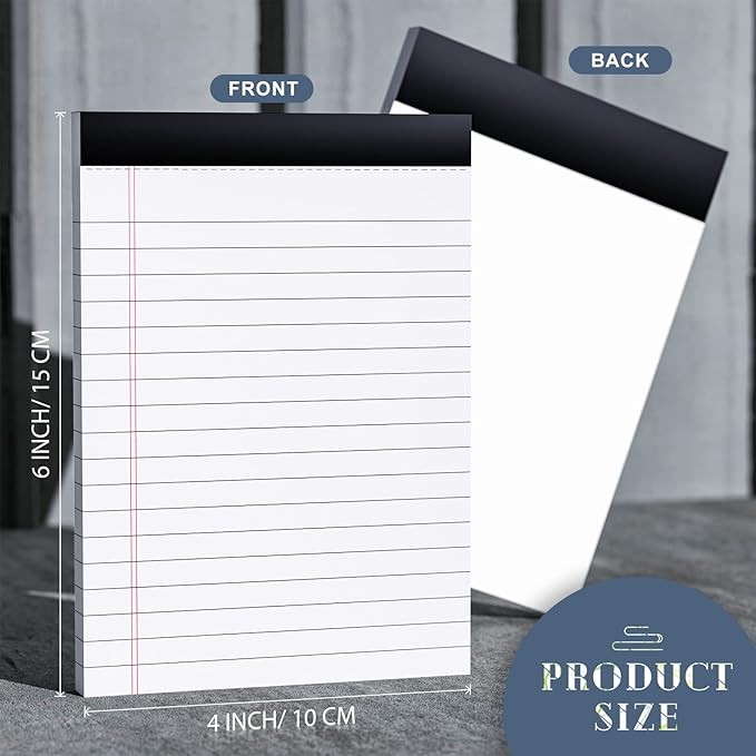 Nichela Legal Pads 4x6 with 18-Line College Ruled Small Legal Pads 6 Packs of Mini Legal Note Pads Non-Penetrating Paper, Perforated Writing Pad for School, Office, Business