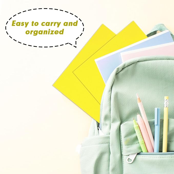 Two Pocket Folders, RAZCC 50 Pack 2 Pocket Folders Fit Letter Size Paper, Paper Folders with Pockets for School Office Business Home (Yellow)