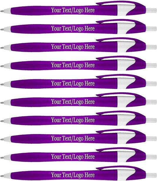 SyPen Personalized Pens With your Custom Logo or Text-1000 Pack Bulk-for Businesses, Parties, and Events, Custom Printed Slim Ballpoint Click Pens, Purple Barrel Color, Black Ink