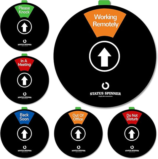 Baby Noah Out Of Office Sign for Door, 6 Options Status Private Sign, In a Meeting, Do Not Disturb, Working Remotely, In Out Sign Available and Away, 6FontBold-Black