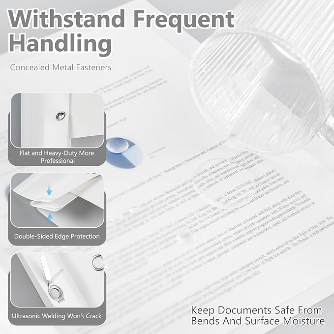 Feifeiya 48 Pack Plastic Report Covers with 3 Prongs Presentation Folders Bulk, 100 Sheet Capacity, Clear Front Report Covers for Presentation Document Paper School Office Supplies (White)