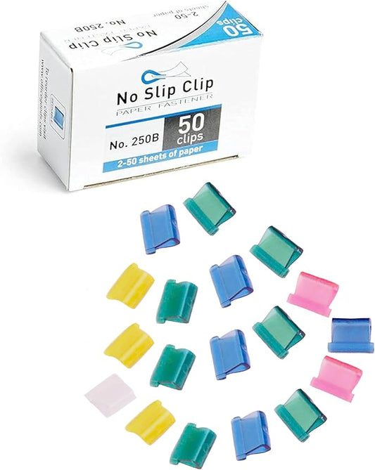 OfficeGoods No Slip Clip Refills - Binds Up to 50 Pages - Reusable - Works with No Slip Clip Dispenser - 50 ct Box Each Small & Large - 100 ct Total - Multicolor
