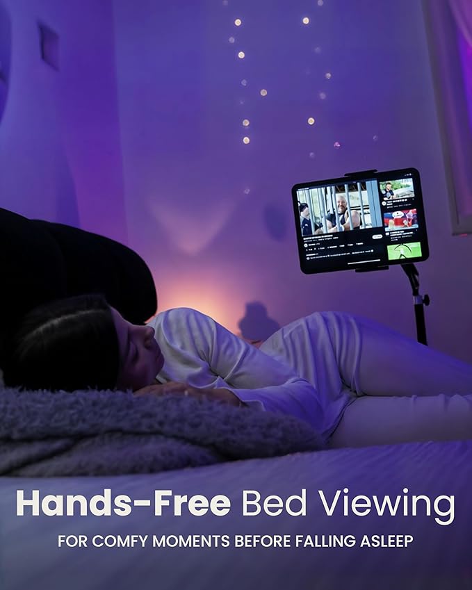2-in-1 Tablet Floor Stand with tablet stand for desk – Stable 8lb Base with Stretchable Arm for Bed, Couch, or Desk Compatible with iPads, Galaxy Tabs, Surface Pro, Phones & E-Readers (4.7"–12.9")