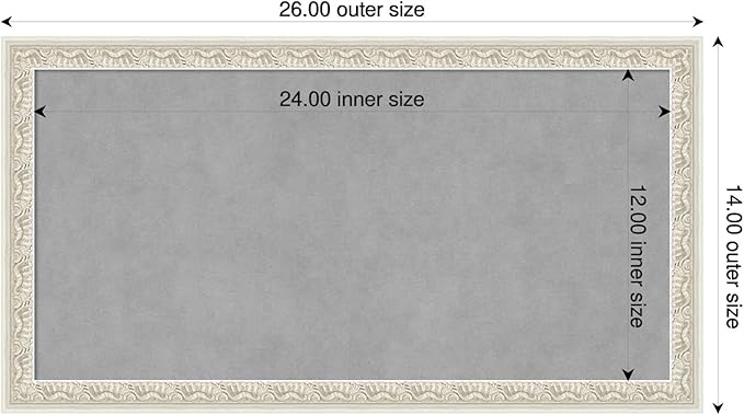 Amanti Art Silver Framed Magnetic Board 14x26 Small Vision Board for use with Magnets, 100% Metal Sheet to Display Items as Office Decor or for Home Organization in mudroom, Kitchen or Kids Room