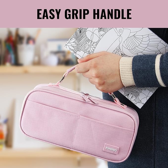 JOINPRO Pencil Case, Large Capacity Pencil Case Organizer; Double Zipper Storage Bag; Big Pencil Pouch for College School Office Teen Girl Boy Men Women Adult