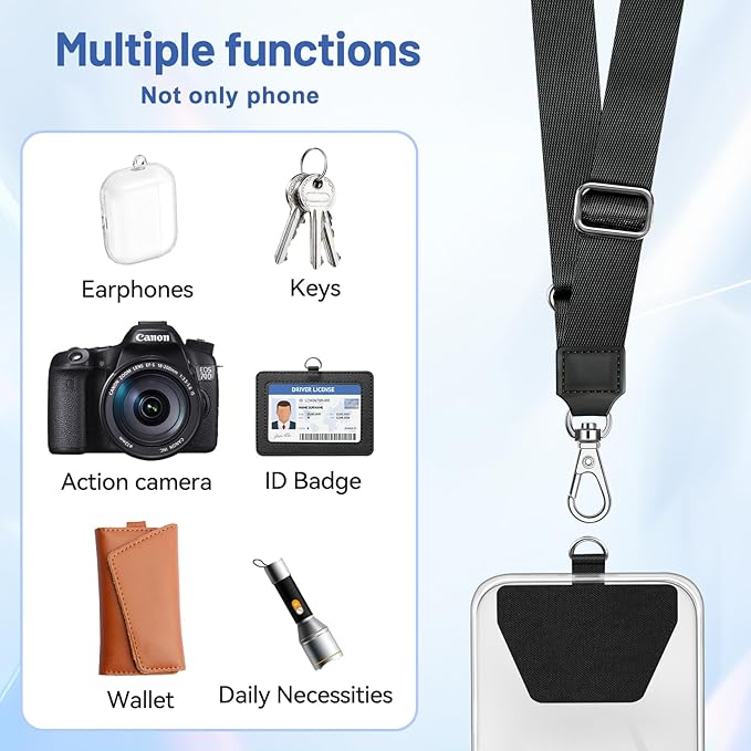 Doormoon Phone Lanyard, Universal Adjustable Neck Strap for Phone Case Keys ID Badges Cell Phone Lanyard Compatible with iPhone, Samsung, Most Smartphones, 2 Pack, Black Pink