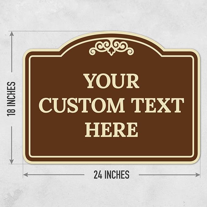 Custom Decorative Sign, Personalized Metal Sign for Business, Driveway, Home, Airbnb, Office Door Plaque, Brown Background Sign, 18x24 Inches, ACM, Fade Resistant, Made in USA by Sigo Signs