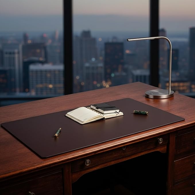Dacasso Pad Without Side Rails Luxury Leather Blotter for Writing-Executive Desk Surface Protector, 38" x 24", Chocolate Brown