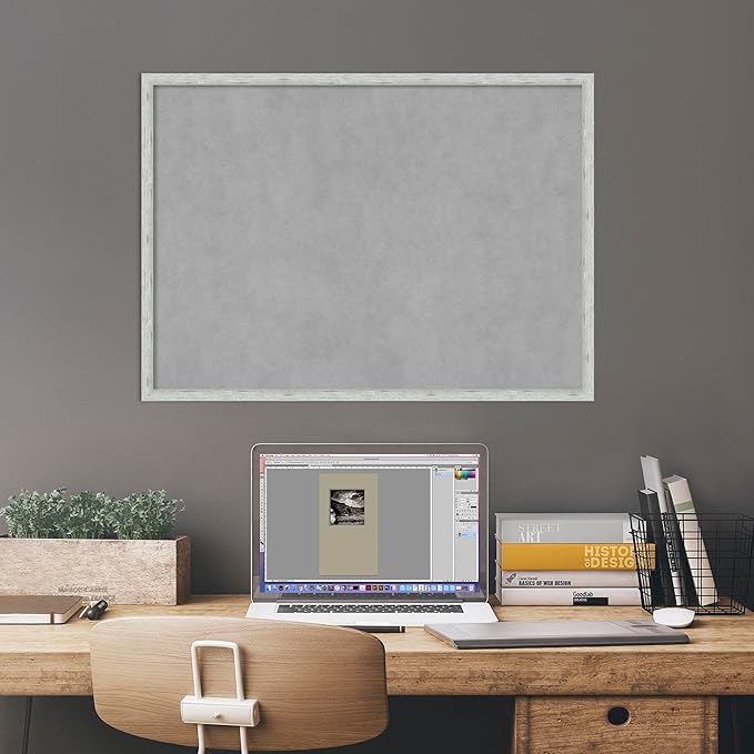 Amanti Art Silver Framed Magnetic Board 21x29 Medium Vision Board for use with Magnets, 100% Metal Sheet to Display Items as Office Decor or for Home Organization in mudroom, Kitchen or Kids Room