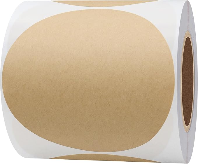 Hybsk Round Color Coding Circle Dots Labels Warehouse Inventory Organizer Stickers (4 inch, Kraft)