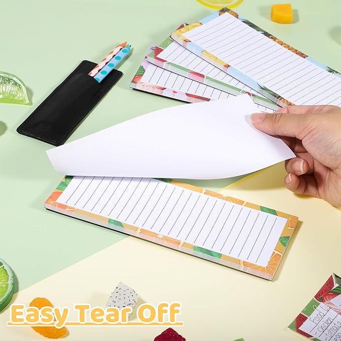 Thboxes 4 Pack Magnetic Note Pad for Fridge with Pen Holder, Totally 200 Sheets Grocery List Magnet Pad for Refrigerator Magnetic Shopping List Pad（Fruit Design）