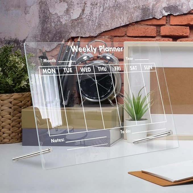COHEALI Transparent Acrylic Memo Board Erasable Writing Message Board for Home and Office Lightweight Desktop Notice with Stable Design and Portable Use