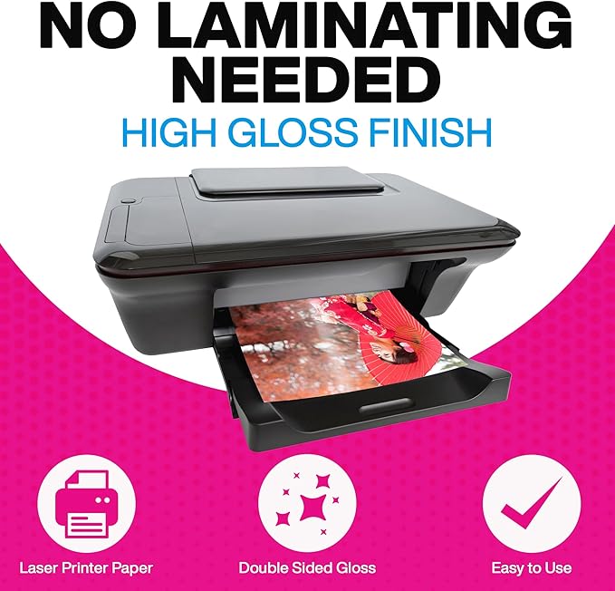 SHIKI Eco Crystal Laser Printer Paper/Copier - Double-Sided High Gloss, Water Slide, Tear-Resistant, Glossy Photo Paper for Laser Printer, No Lamination Needed, 30 Sheets, LTR Size, Made in Japan