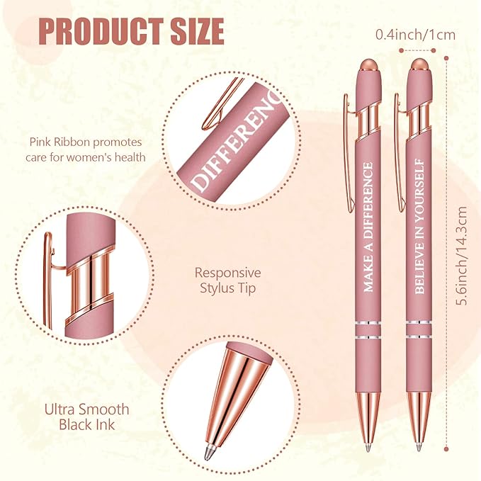 Zonon 12 Pcs Inspirational Pens Bulk Funny Ballpoint Pen with Stylus Tip Motivational Gifts for Valentine's Day Teacher Coworkers Nurse School Office Supplies(Rose Gold,Boss Lady)