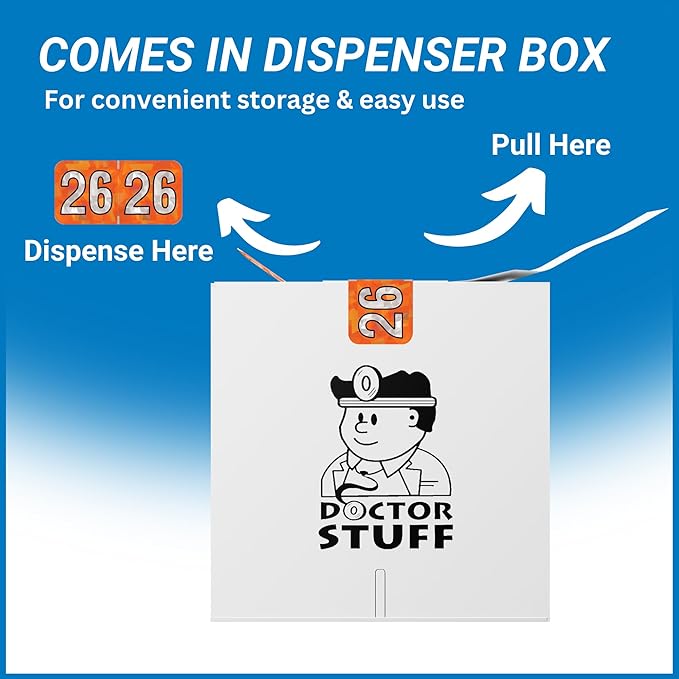 2026 Year Labels, Doctor Stuff 2026 Chart Stickers, Holographic Orange Colored, USA Made Year Label for End Tab File Folders, 500 Labels per Roll, 1 Roll, 3/4" x 1-1/2"