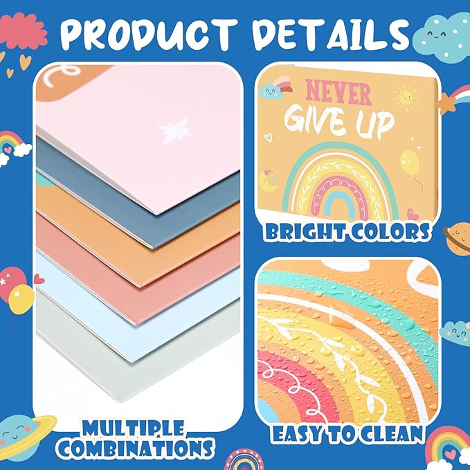 Honoson 24 Pcs Bulk Inspirational Privacy Folders for Students Cardboard Test Privacy Boards Motivational Words Desk Dividers Shield for Classroom School Study Supplies, 6 Styles (Bohemian)