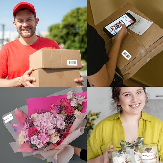 1×3 Inch White Removable Thermal Labels,Waterproof Thermal Label Stickers,600 Sheets per Roll with Perforated Lines