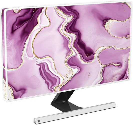 Baocicco Violet Gold Marble Waterproof Weatherproof and Dust-Proof TV Screen Cover 65 Inch for Home Office Creative TV Covers for TVs Screen Anti-Static Dustproof Protective