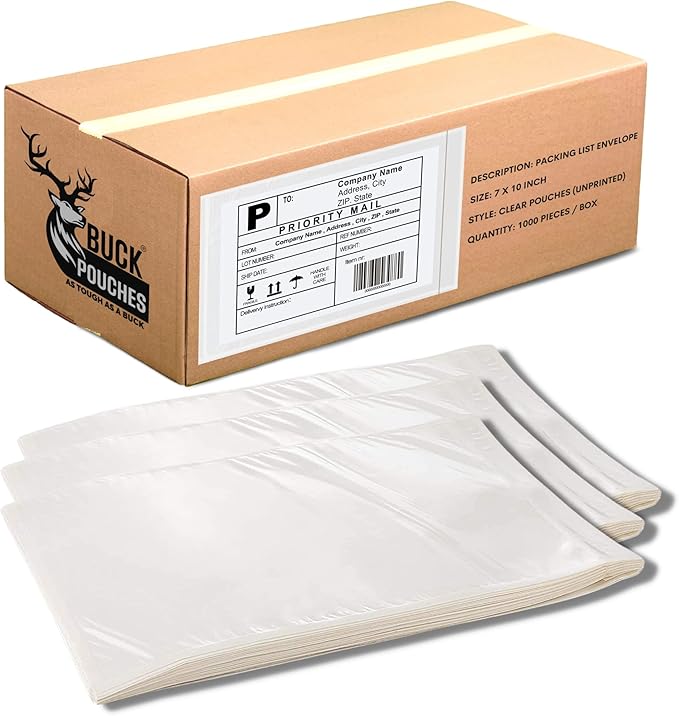 200 Pack 7"x10" Shipping Label Sleeves – Clear Self-Adhesive Packing Slip Pouches, Waterproof Packing List Envelopes – Ideal for Shipping Documents, Mailing Labels, Invoices & Packing Slips