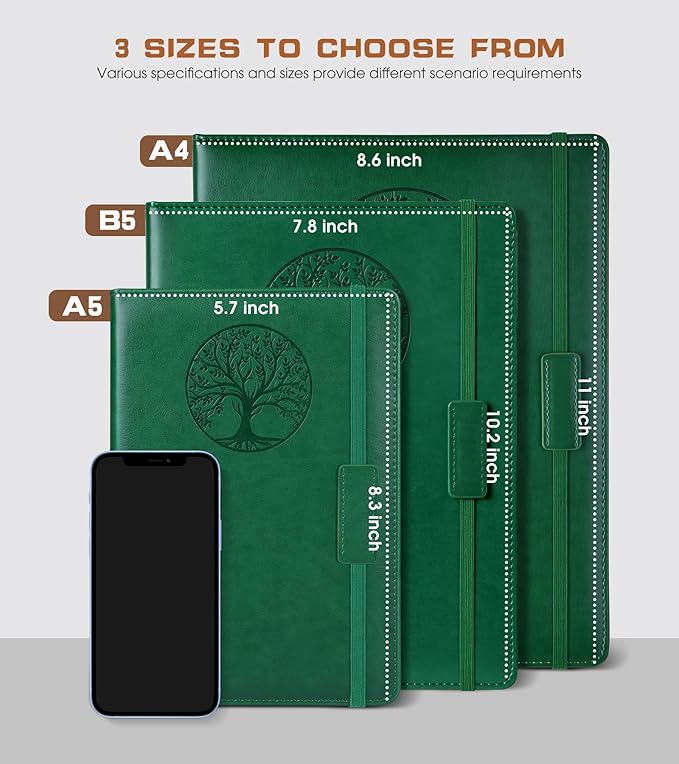 Biuwory Lined Journal Notebook for Women Men,256 Pages B5 Large Hardcover Leather Journals for Writing,Travel,Business,Work & School,College Ruled Notebooks for Note Taking,Diary Notepad 7.8"×10.2"