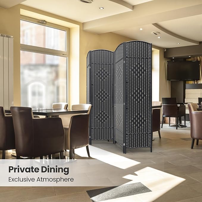 Cocosica 4 Panel Room Divider,6Ft Folding Privacy Screen,Tall - Extra Wide Foldable Panel Partition Wall Divider with Diamond Double-Weaved Hand-Woven Design Room Screen Divider