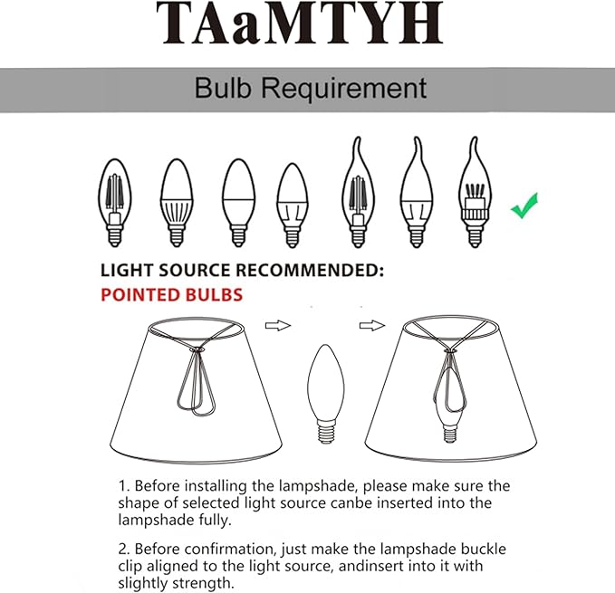 TAaMTYH small lamp shade chandelier shades set of 3，Fabric Lampshade for Wall Lamp，chandelier shades，small table lamps，For Cutting Edge bulbs, Clip-on Fitter Lampshade，3" X 6" X 5"