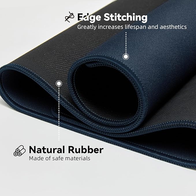 Reniteco Waterproof Large Gaming Mouse Pad with Durable Stitched Edges, Non-Slip Rubber Base, Grainy Jacquard Mouse Mat Desk Pad for Home Office Gaming, 27.6"x11.8"x0.12", Matte Navy Blue