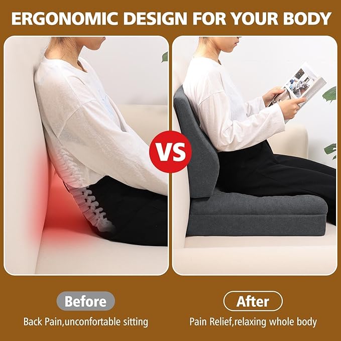 TANYOO Recliner Cushion for Elderly with Lumbar Support Pillow - 20x20x5 Inch Extra Thick Recliner Seat Cushion for Seniors Relief Back Pain and Tailbone Pain from Long Sitting Non-Slip Bottom