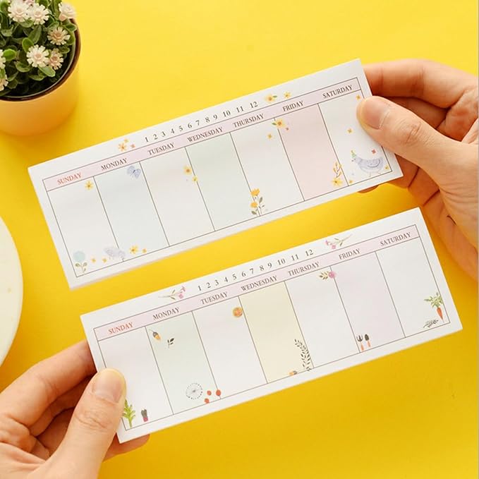 Weekly Organizer Long Strip Planner Notebook Pads Random Patterns for Goal Tasks Ideas Notes