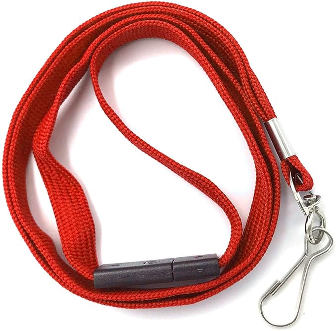 Bird Fiy Lanyards Safety Red Lanyards Neck Flat Premium Breakaway Badge Lanyard with J-Hook for ID Nametag Badge Holder (Red, 25 PCS)