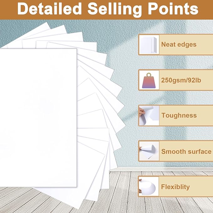 Silunkia 28 Sheets Bright White Cardstock 8.5 x 11 Certificate Paper, 250gsm/92lb White Card Stock Printer Paper for DIY Cards, Wedding, Business Cards, Menus, Invitations