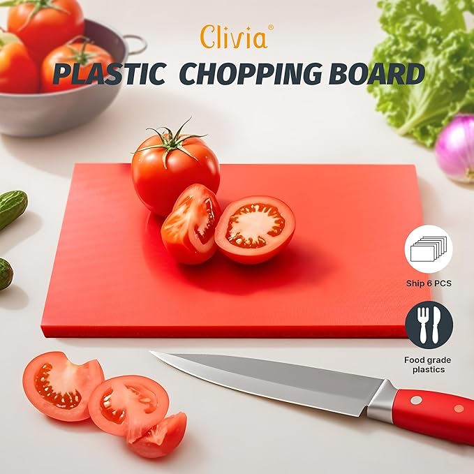 CMI Commercial Grade Cutting Board for Kitchens,Cutting Board Set,Plastic Chopping Board,18 x 12 x 1/2 Inch, Multi-Color 6 of Pack Set,NSF Certified,for Vegetable Meat or Cheese