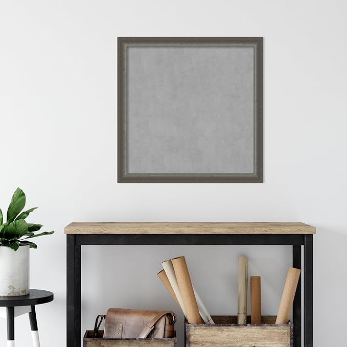 Amanti Art Silver Framed Magnetic Board 27x27 Medium Vision Board for use with Magnets, 100% Metal Sheet to Display Items as Office Decor or for Home Organization in mudroom, Kitchen or Kids Room