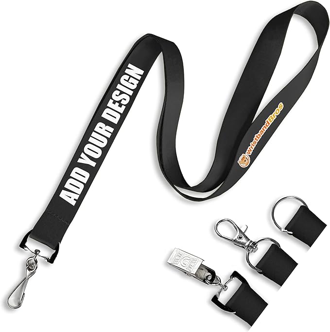 Wristband Bros Custom Lanyards For ID Badges, Keys & More | Add Text & Logos | Choose Your Attachment | Bulk Quantities For Events