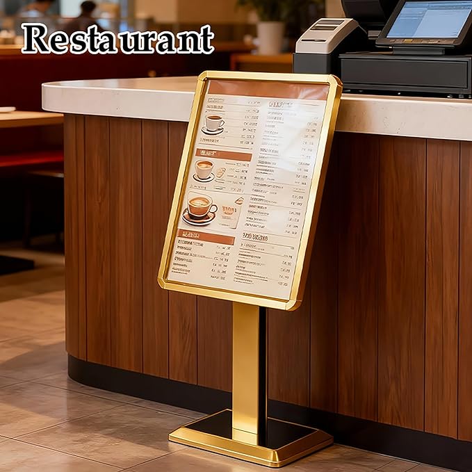 lesolar Display Menu Stand, 21x29 Inch Heavy Duty Aluminum Pedestal Sign Holder, Adjustable Floor Standing Sign Holder for Vertical and Horizontal View Display for Malls, Schools, Restaurants