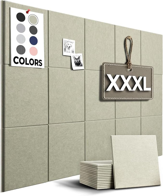 Corkboards for Wall, 59"x36" | 15 Pack | Cork Board Squares, Pin Up Board, Office Board for Wall, Big Bulletin Board, Cork Roll with Adhesive Backing (Sage Green)