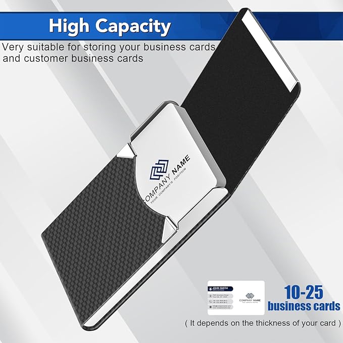 DMFLY Business Card Holder with Ultra Slim Design, Business Card Case with Premium PU Leather, Suit Pocket Metal Card Holder for Women/Men, Magnetic Closure Quick Access Cards, Small and Easy to Carry