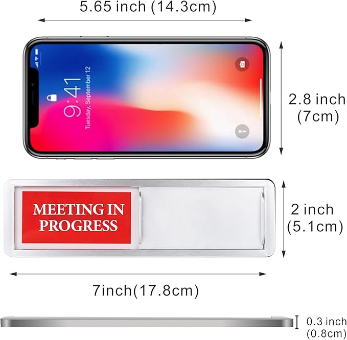 Meeting in Progress or Vacant Door Sign, Sliding Status Indicator Sign for Office, Conference Room, Home, Hospital, Hotel – Magnetic Adhesive Acrylic Privacy Signs