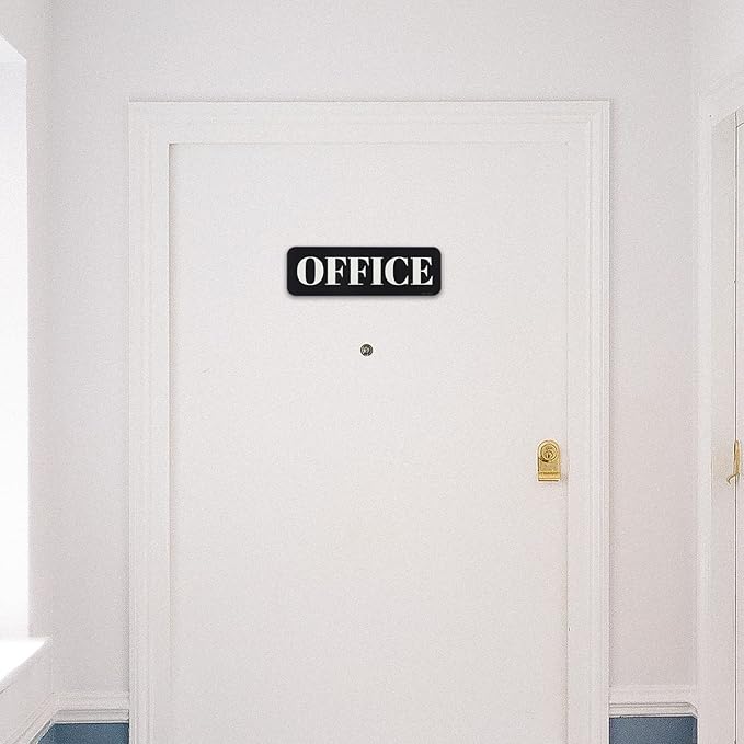 PATIKIL Office Sign, Acrylic 6"x2" Self Adhesive Door Sign Sticker Waterproof Decor Label for Office Home Business, Black