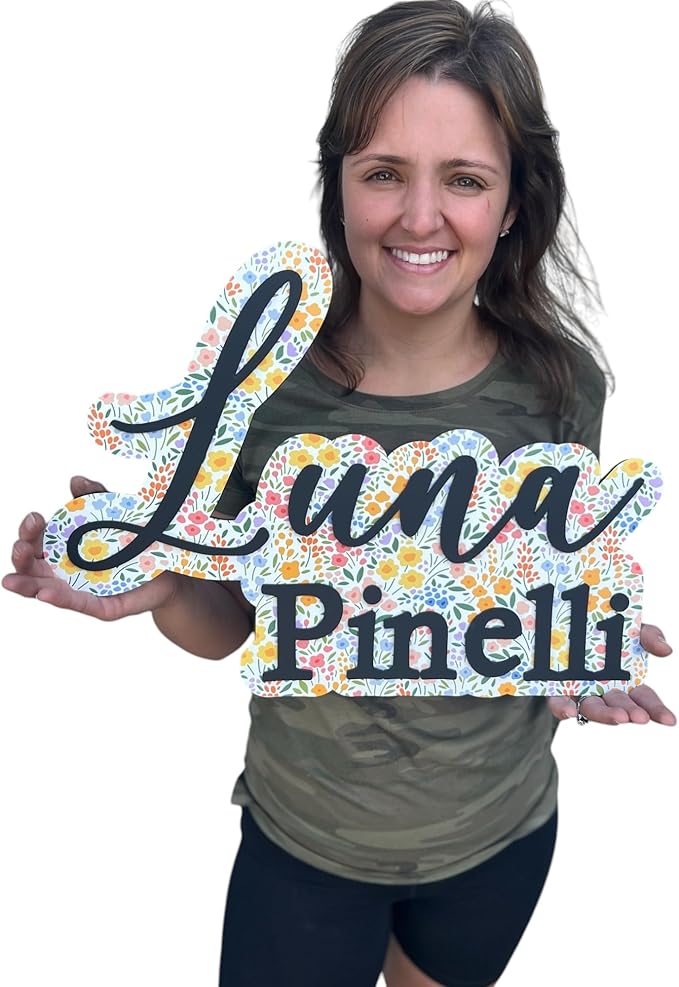 Girls floral room sign, flower theme room wall decor, personalized kids name sign, personalized girls wall plaque (Pattern Name sign)