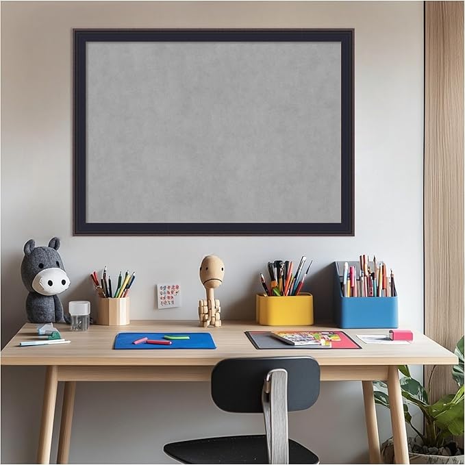 Amanti Art Black Framed Magnetic Board 23x31 Medium Vision Board for use with Magnets, 100% Metal Sheet to Display Items as Office Decor or for Home Organization in mudroom, Kitchen or Kids Room