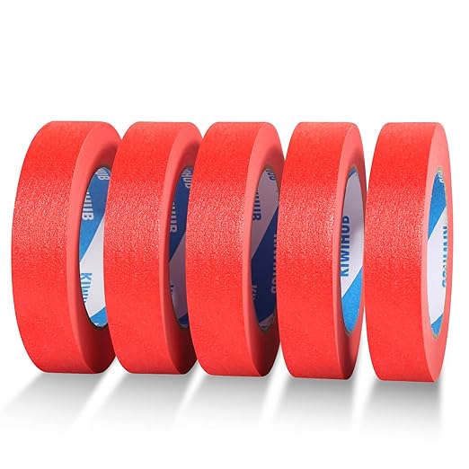 KIWIHUB Red Painters Tape,1” x 60 Yds x 5 Rolls (300 Yards Total) - Medium Adhesive Masking Tape for Painting,Labeling,DIY Crafting,Decoration and School Works
